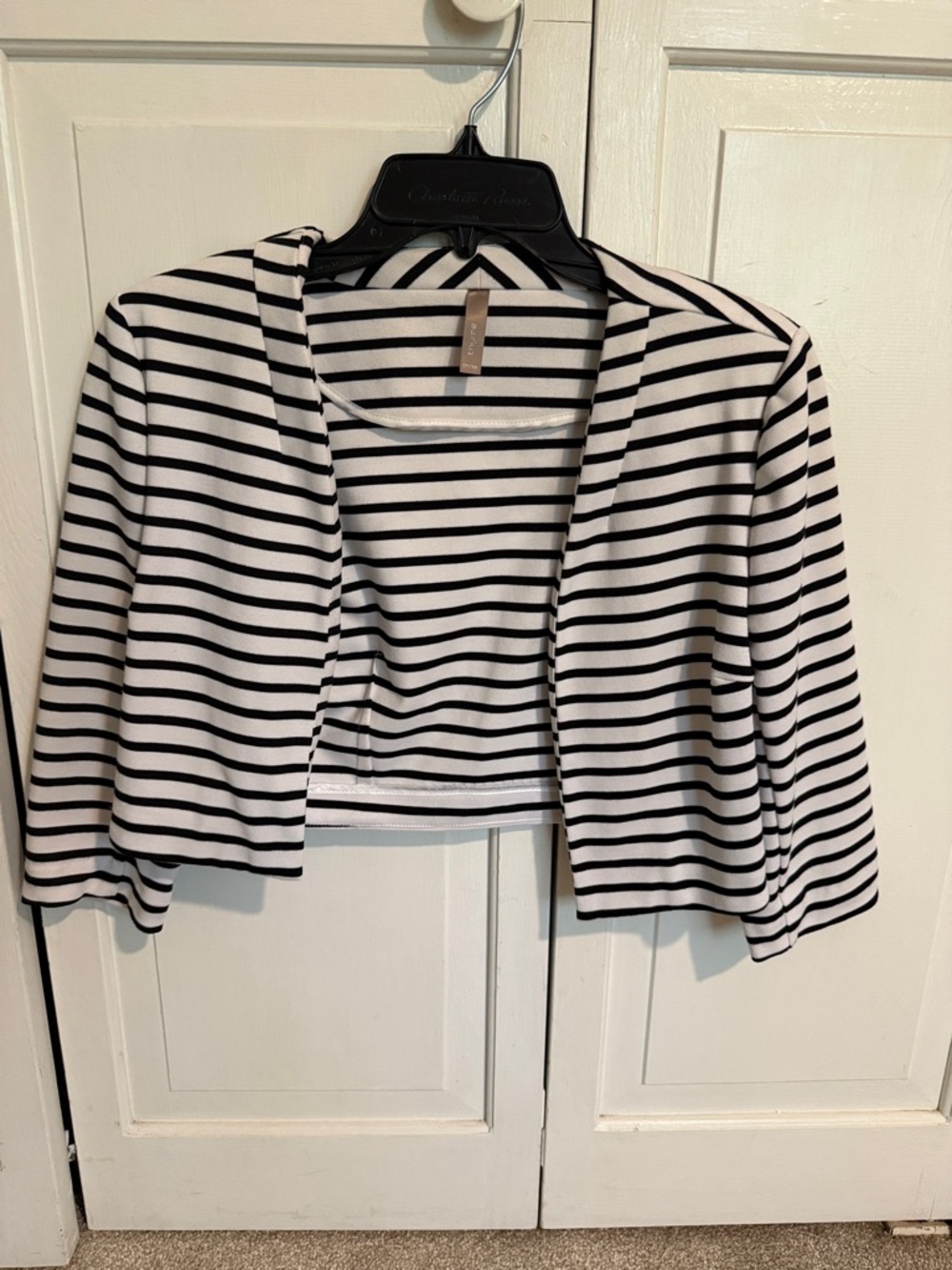 Striped Black & White Cropped Blazer